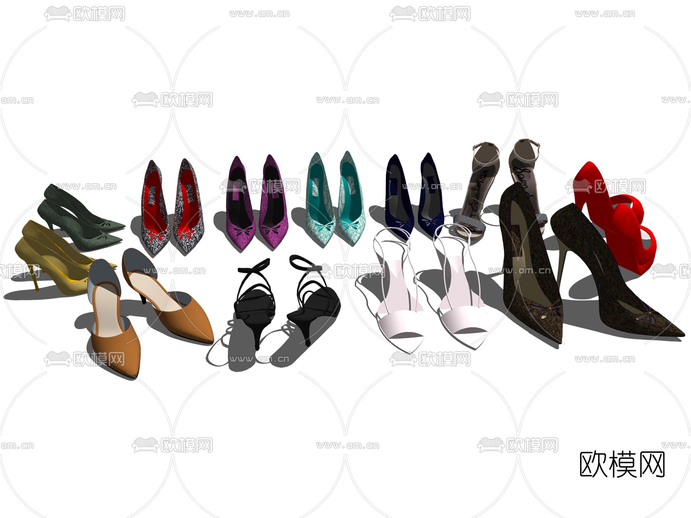现代高跟鞋凉鞋su模型下载（渲染图2）