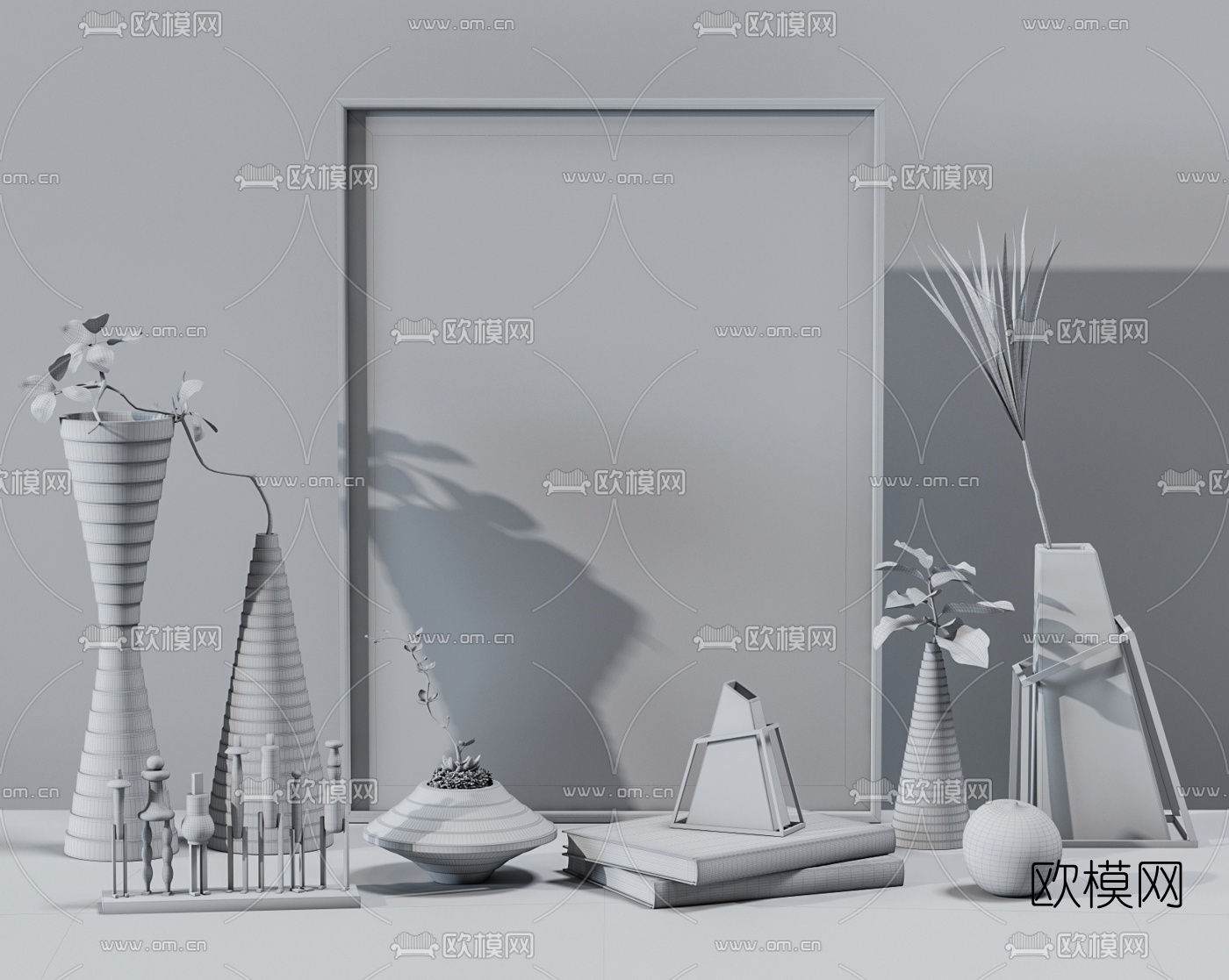 现代插花花瓶摆件3d模型下载（渲染图2）