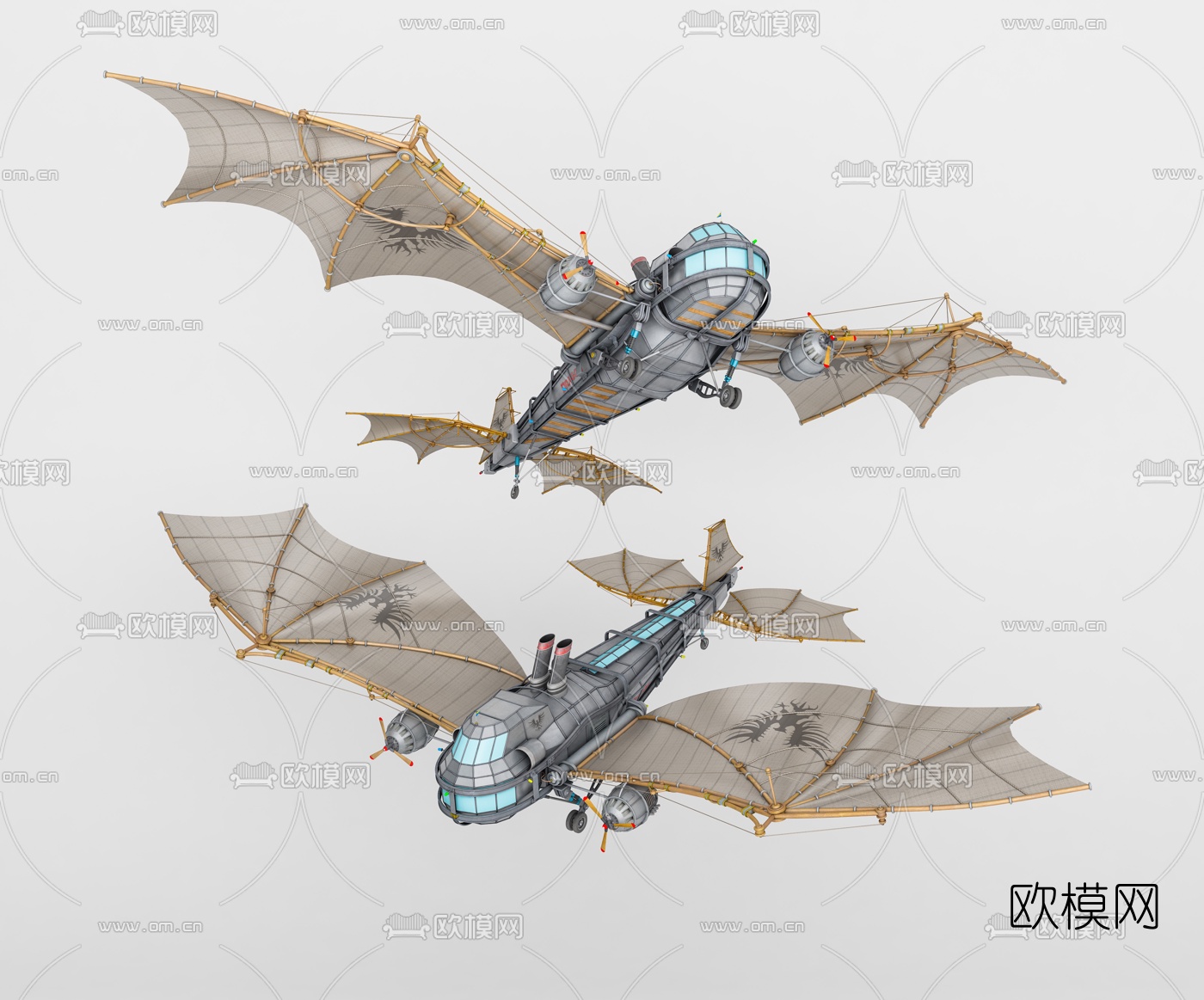 工业风翼龙滑翔飞机模型3d模型