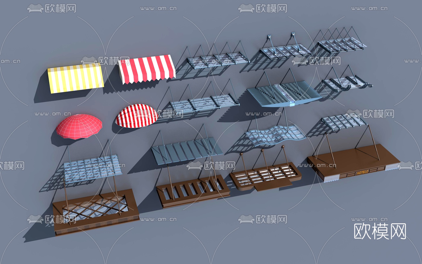 现代雨棚遮阳棚3d模型