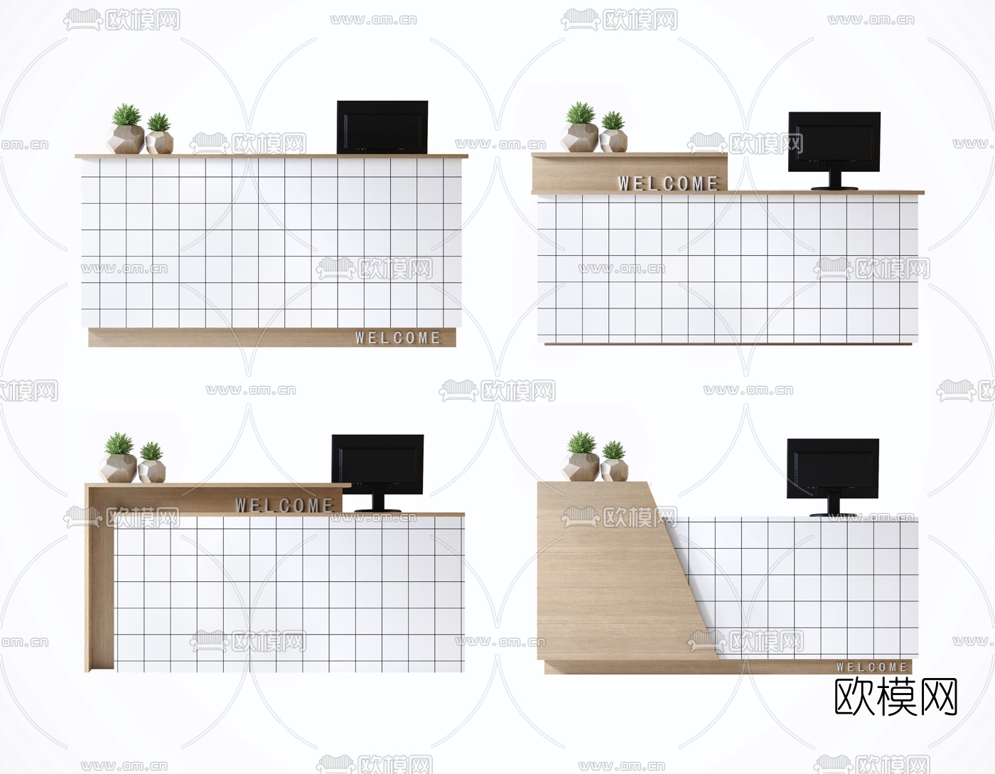 北欧接待台收银台3d模型下载