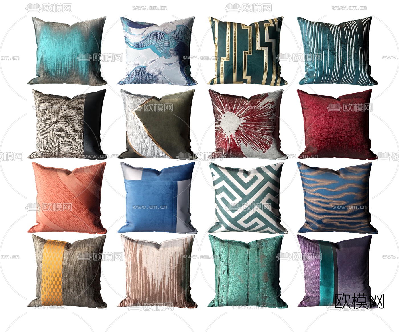 现代布艺抱枕3d模型下载