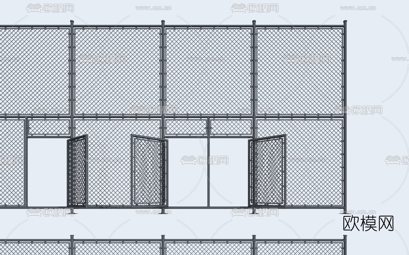 工业风铁艺围栏护栏3d模型下载（渲染图3）