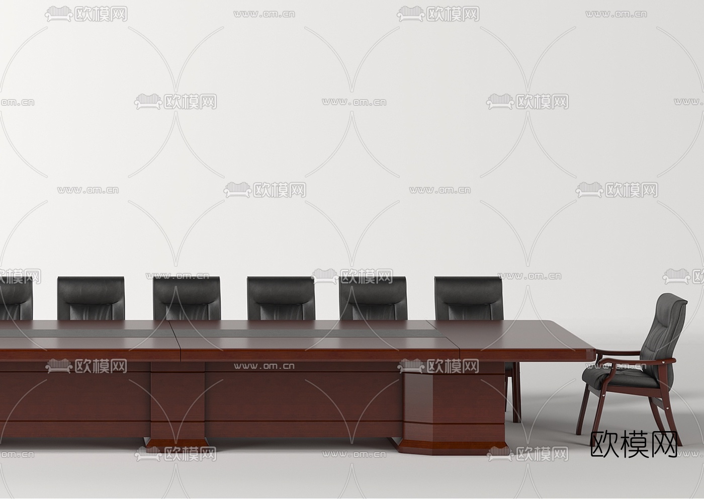 现代实木大会议桌su模型下载（渲染图2）