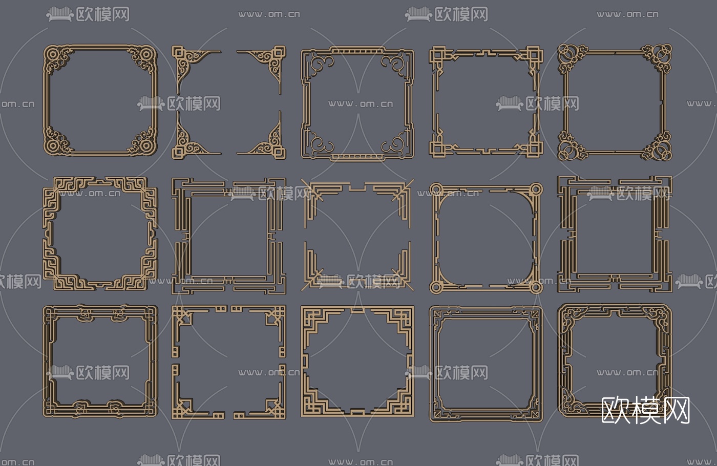 新中式角花角线花格su模型下载