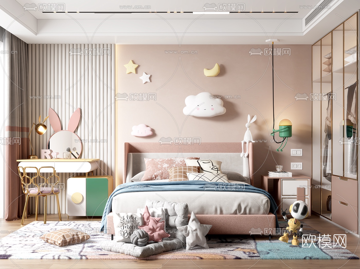 现代女孩房3d模型