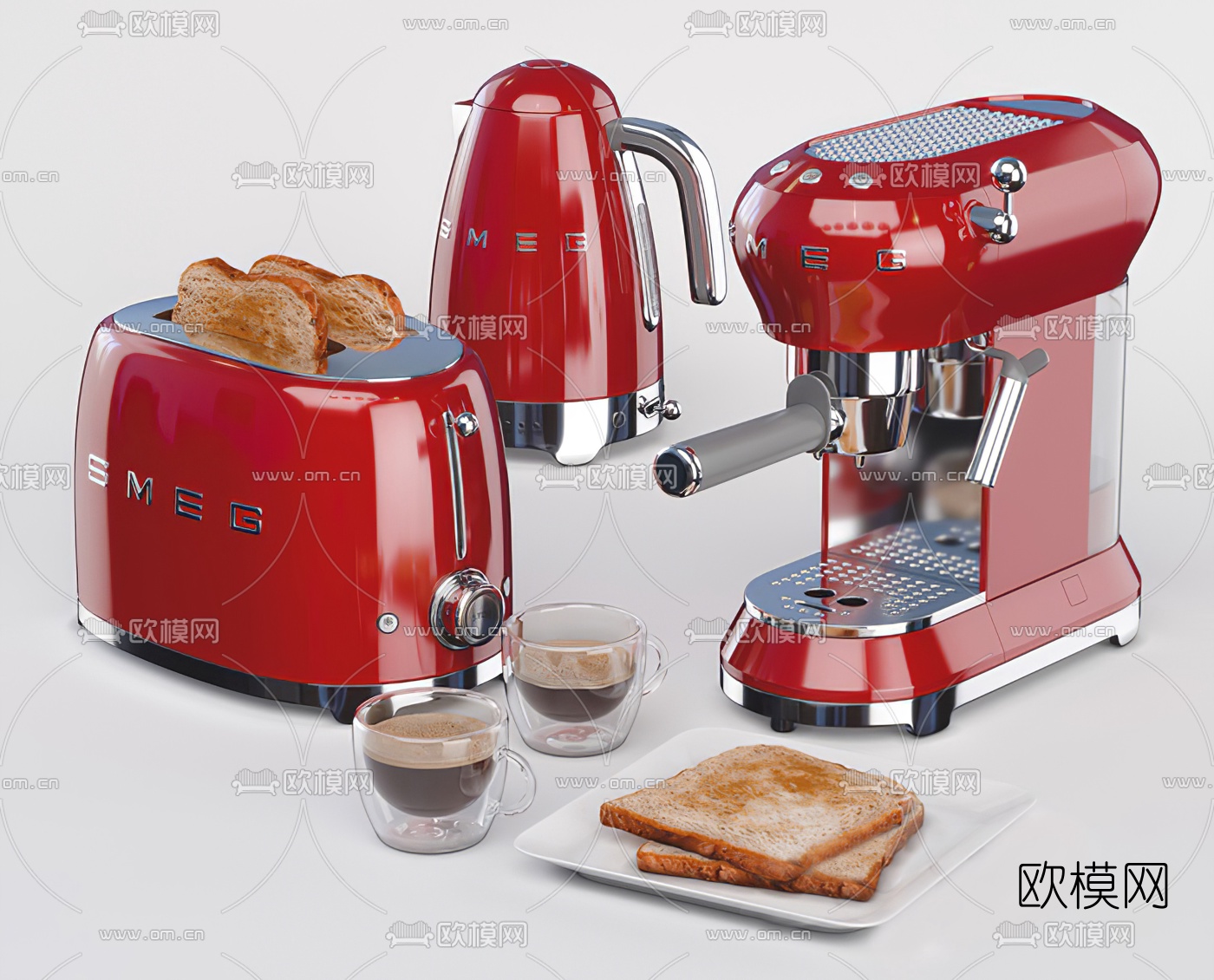 现代面包机咖啡机3d模型下载