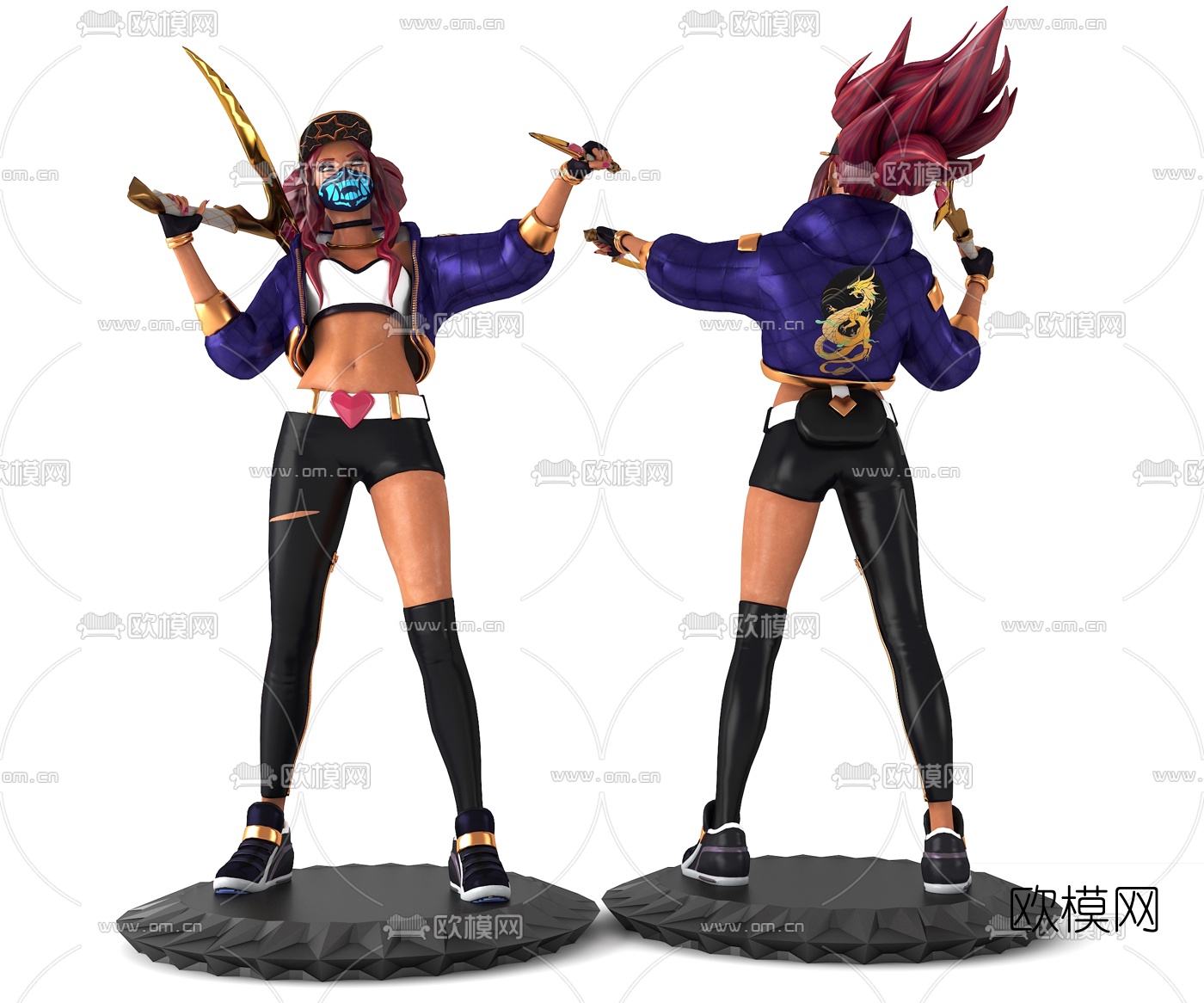 现代街头少女角色手办3d模型