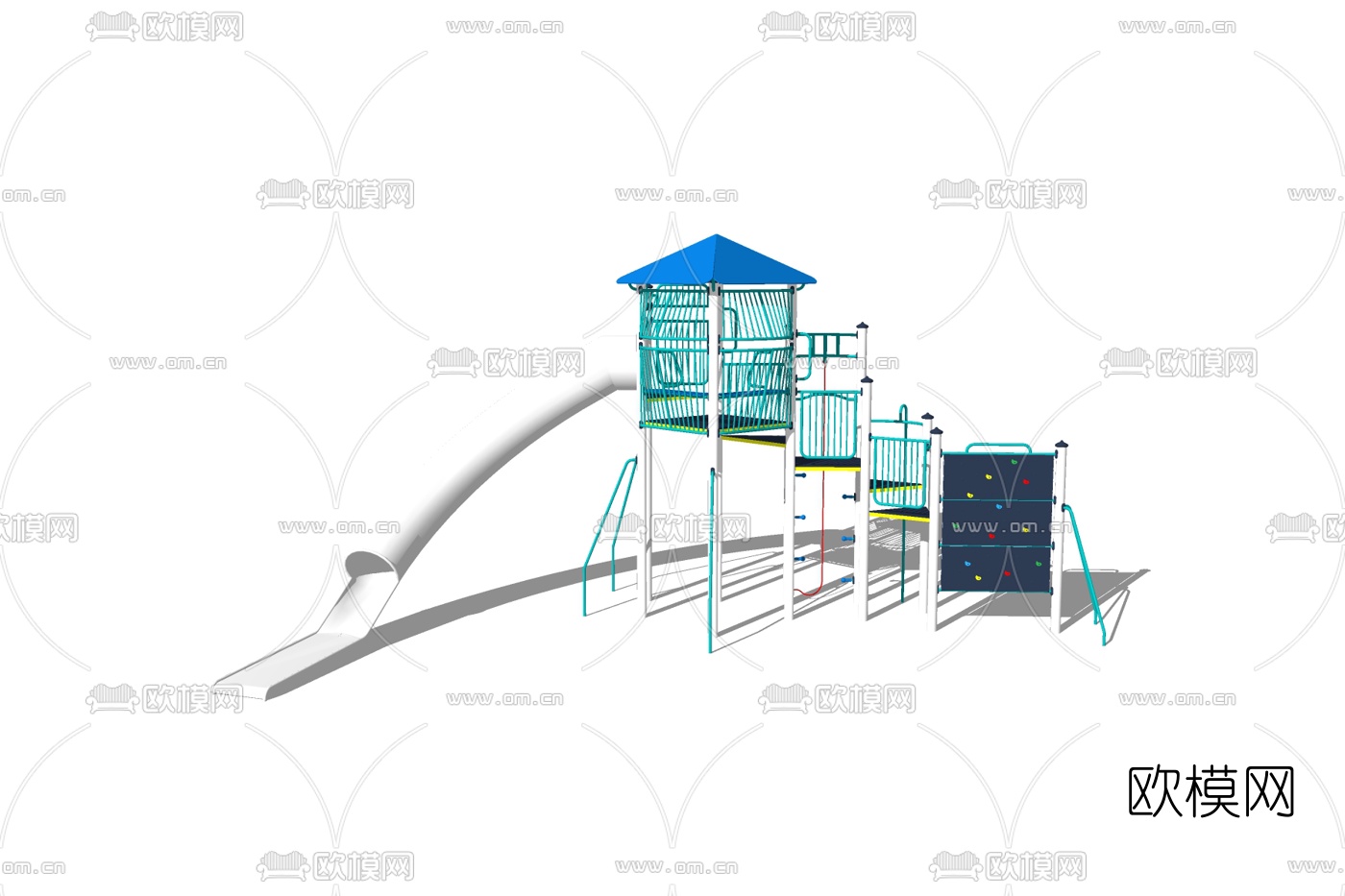 现代儿童滑梯su模型下载