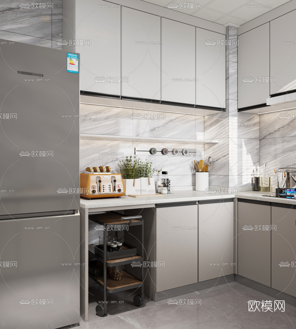 现代整装厨房3d模型