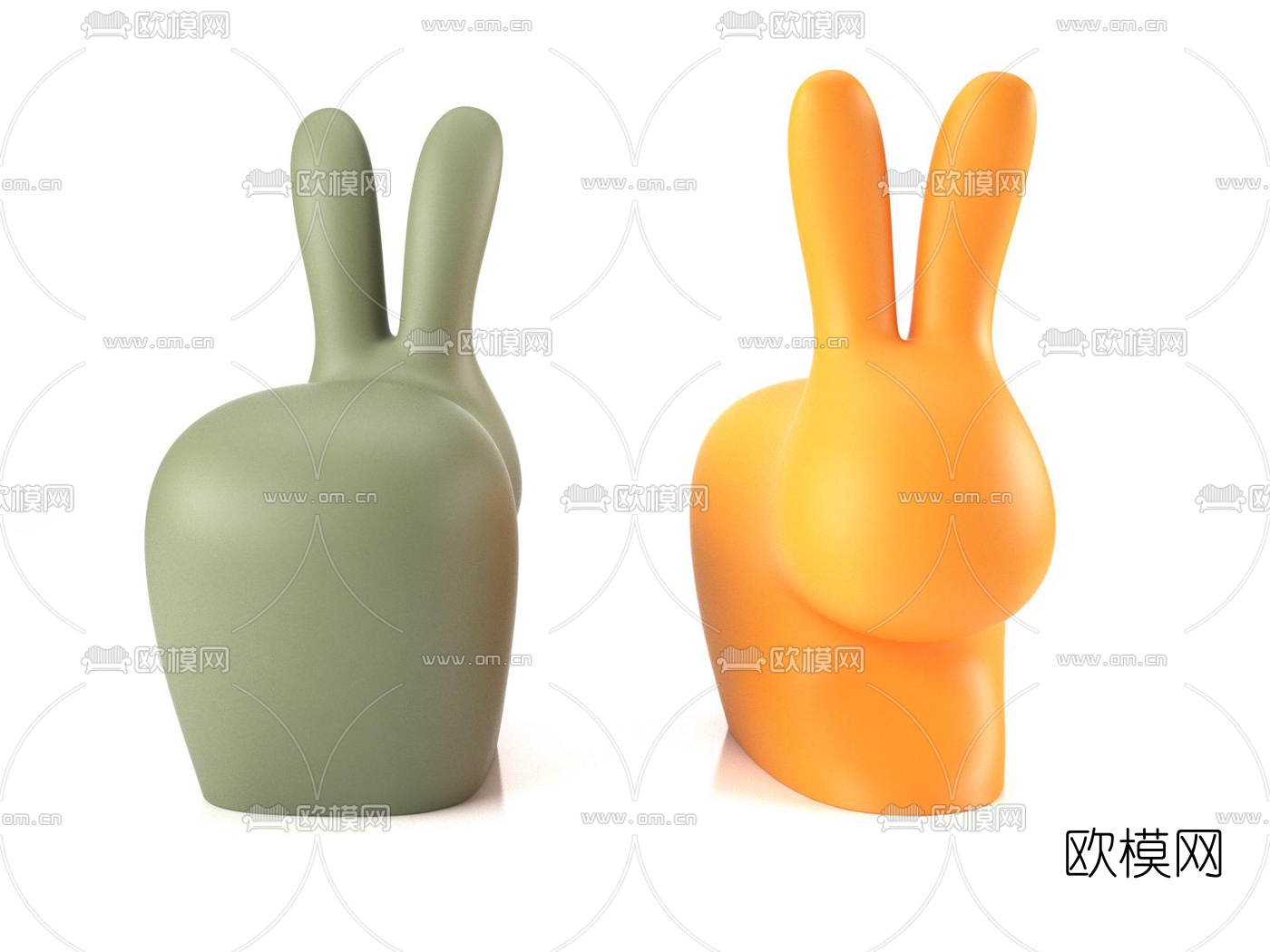 现代兔子儿童椅3d模型下载（渲染图2）