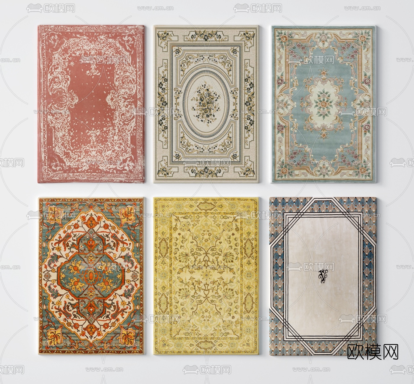 美式布艺地毯3d模型下载