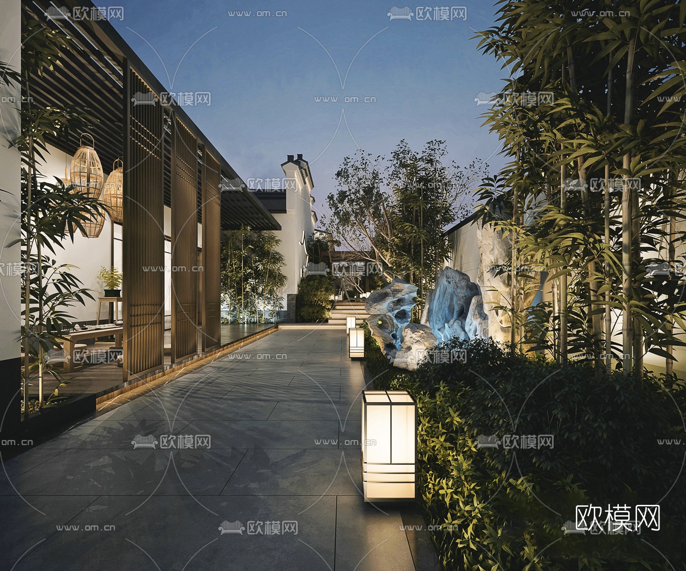 新中式园林景观3d模型