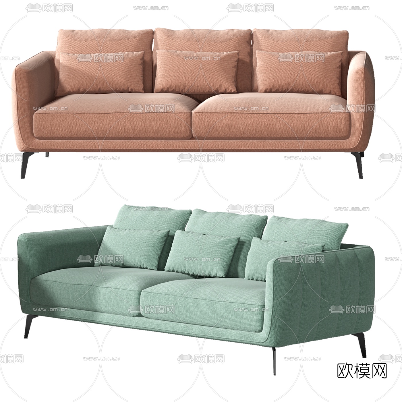 北欧布艺双人沙发3d模型下载