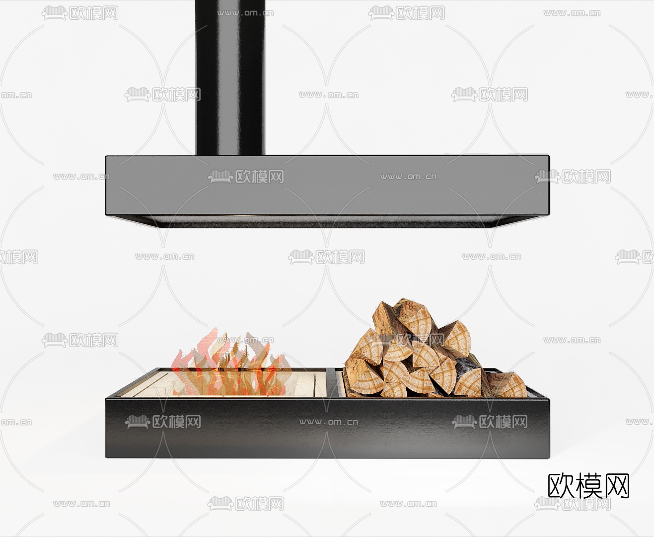 北欧壁炉su模型下载（渲染图1）