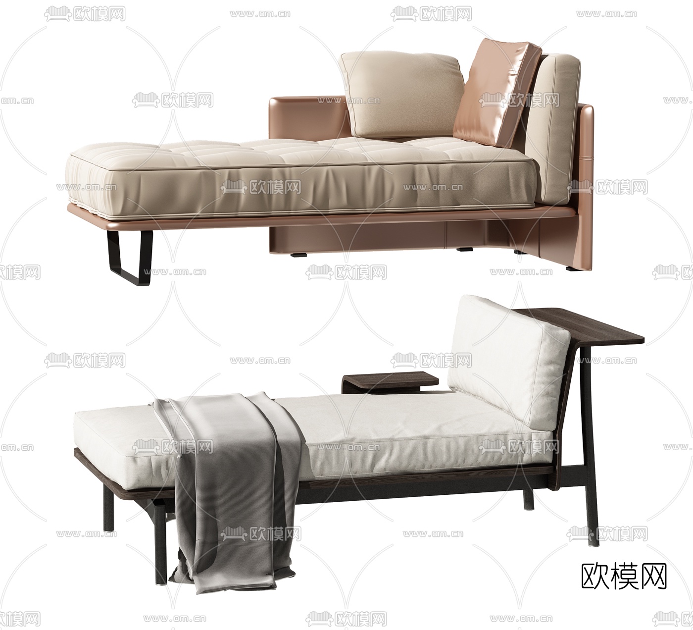 现代布艺贵妃椅3d模型下载