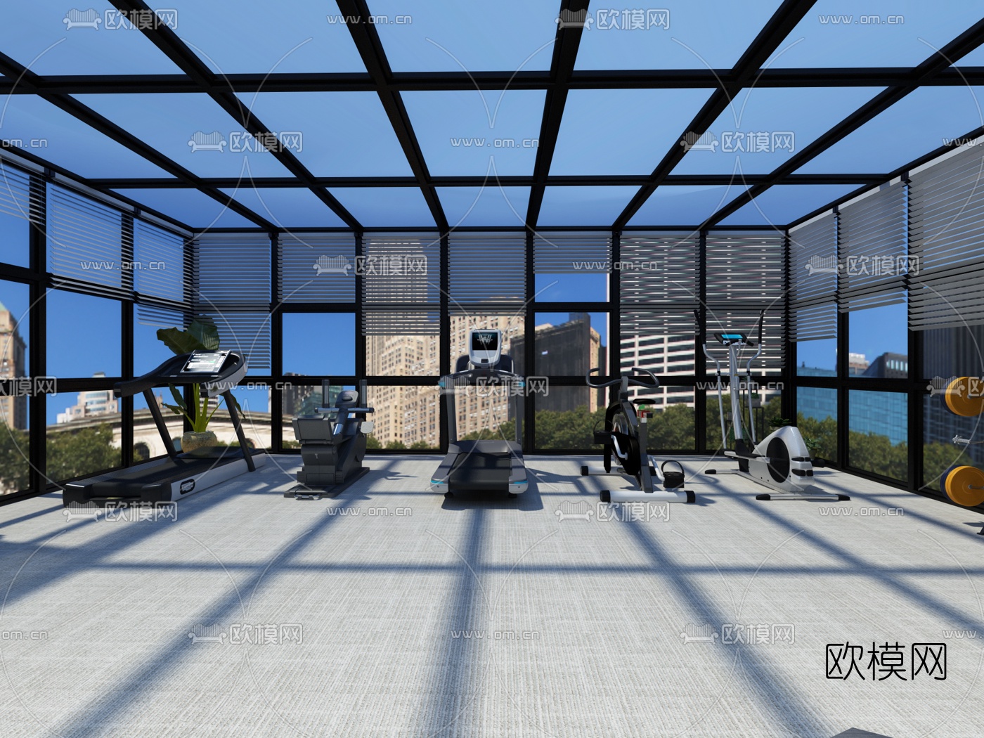 现代健身房免费3d模型下载