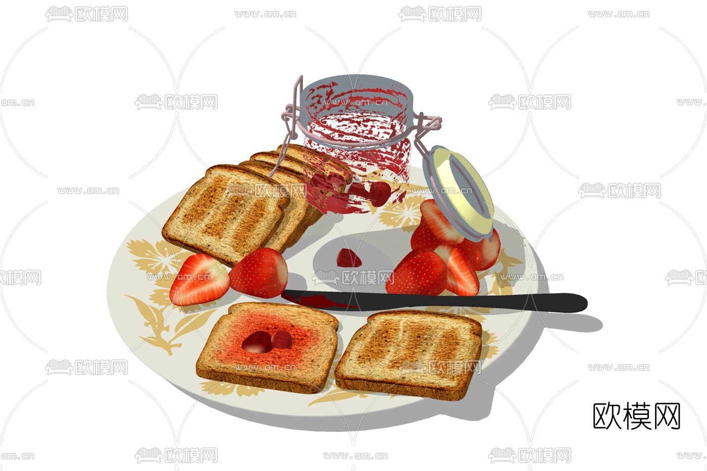 现代面包食物su模型