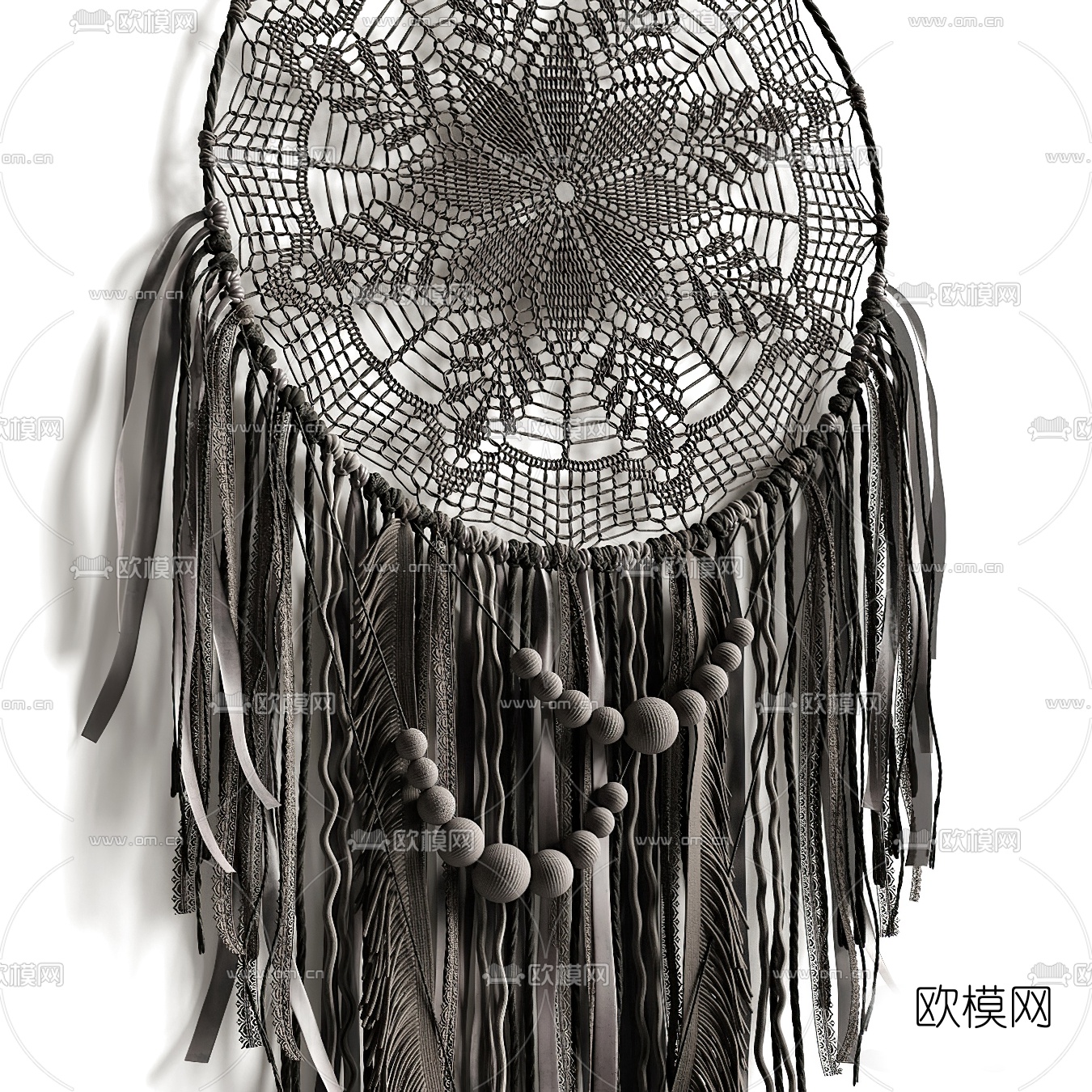 自然风绳编墙饰挂件3d模型下载（渲染图2）