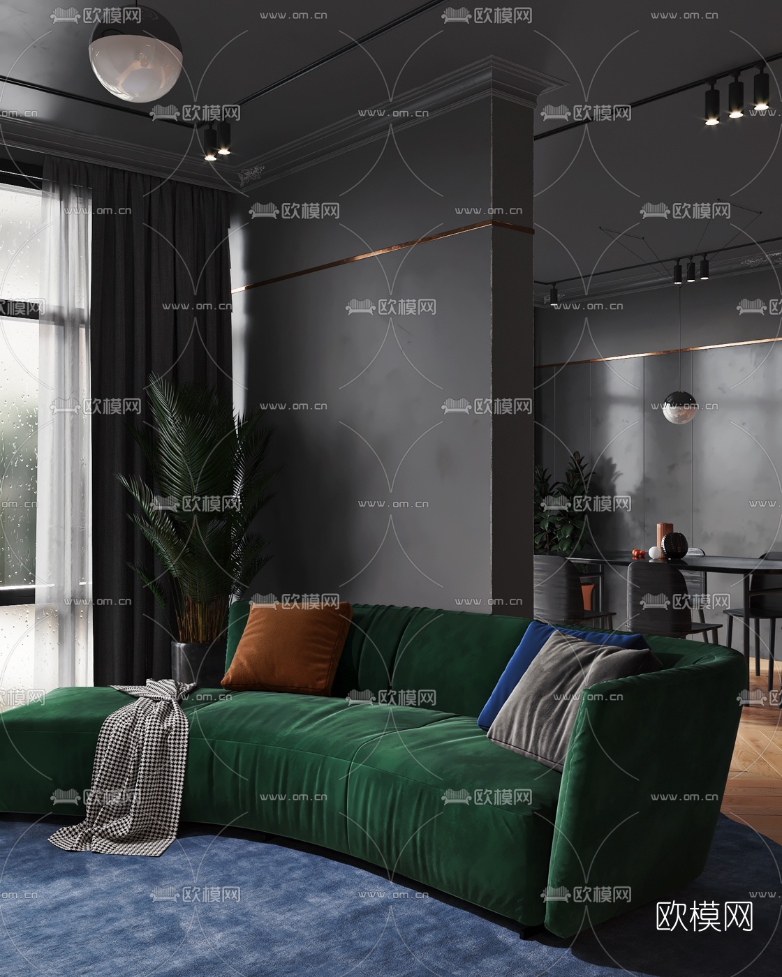 后现代客厅餐厅3d模型