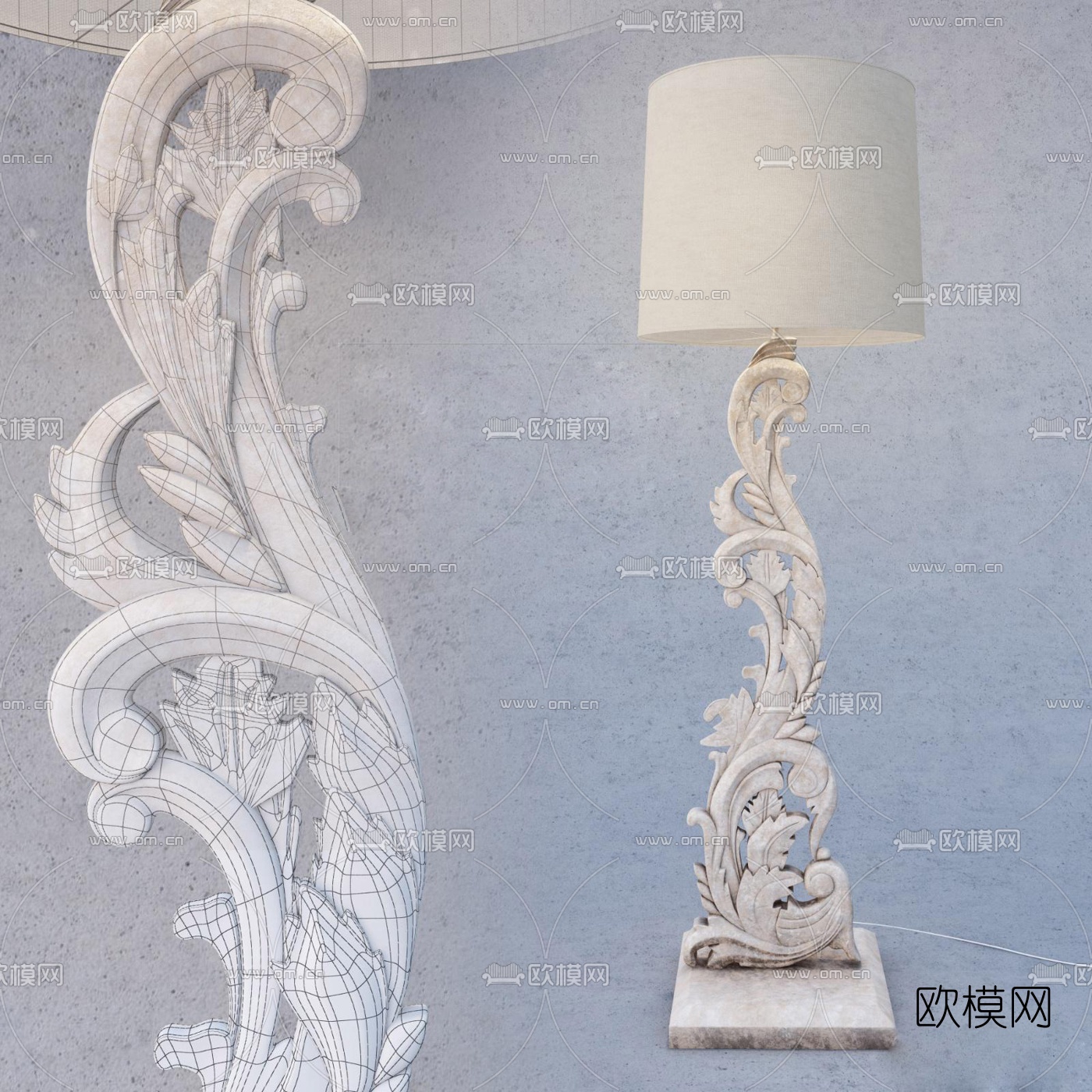 新古典雕花台灯免费3d模型下载