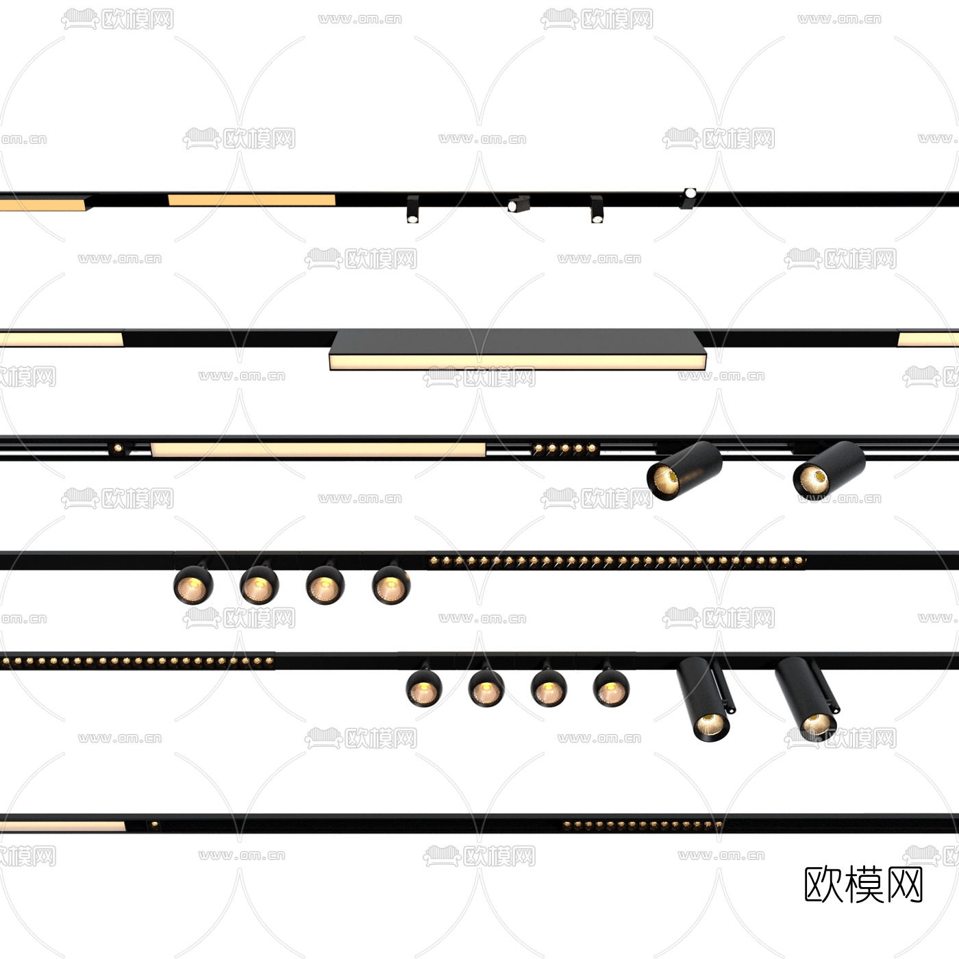 现代磁吸轨道灯射灯3d模型下载