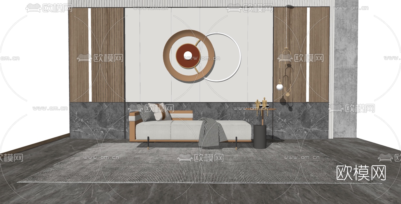 现代布艺贵妃椅su模型下载