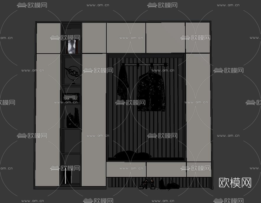现代鞋柜su模型下载（渲染图2）