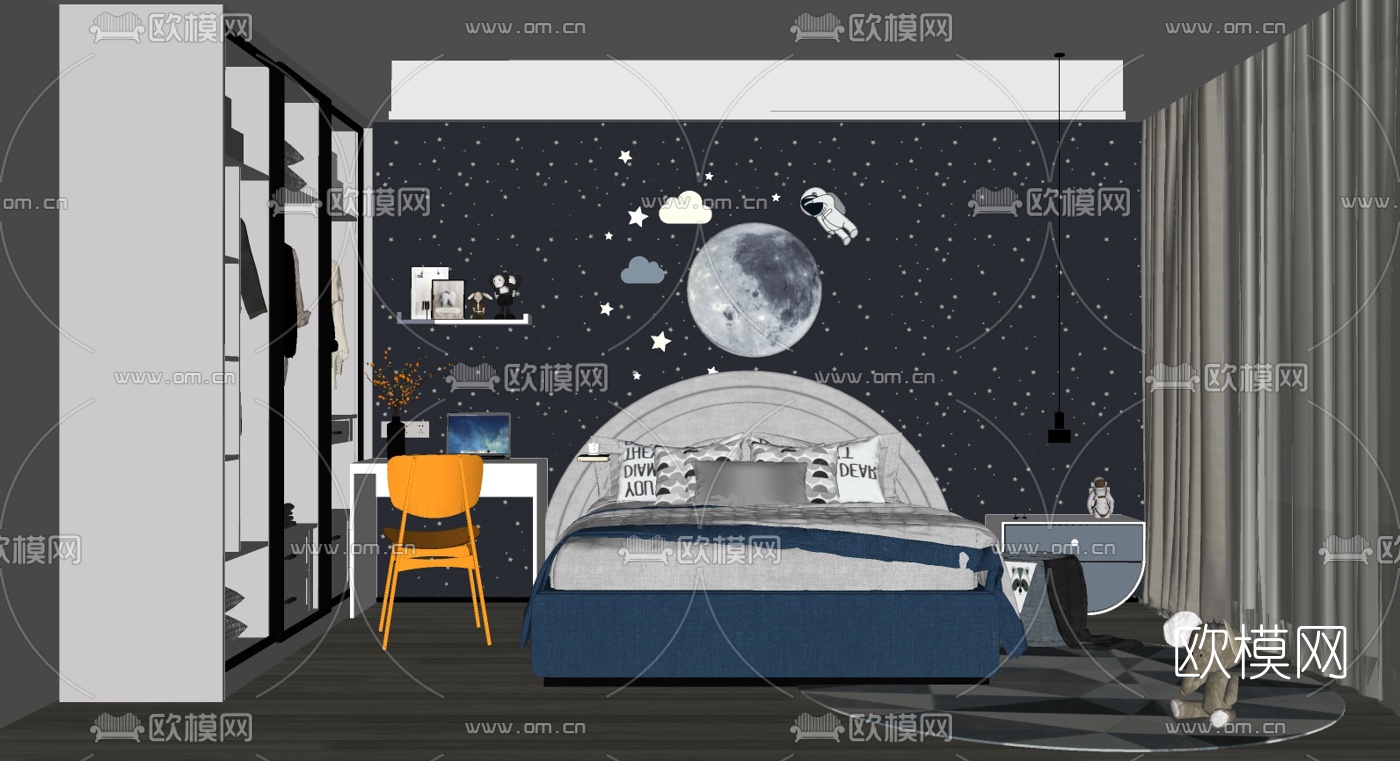 现代儿童房su模型