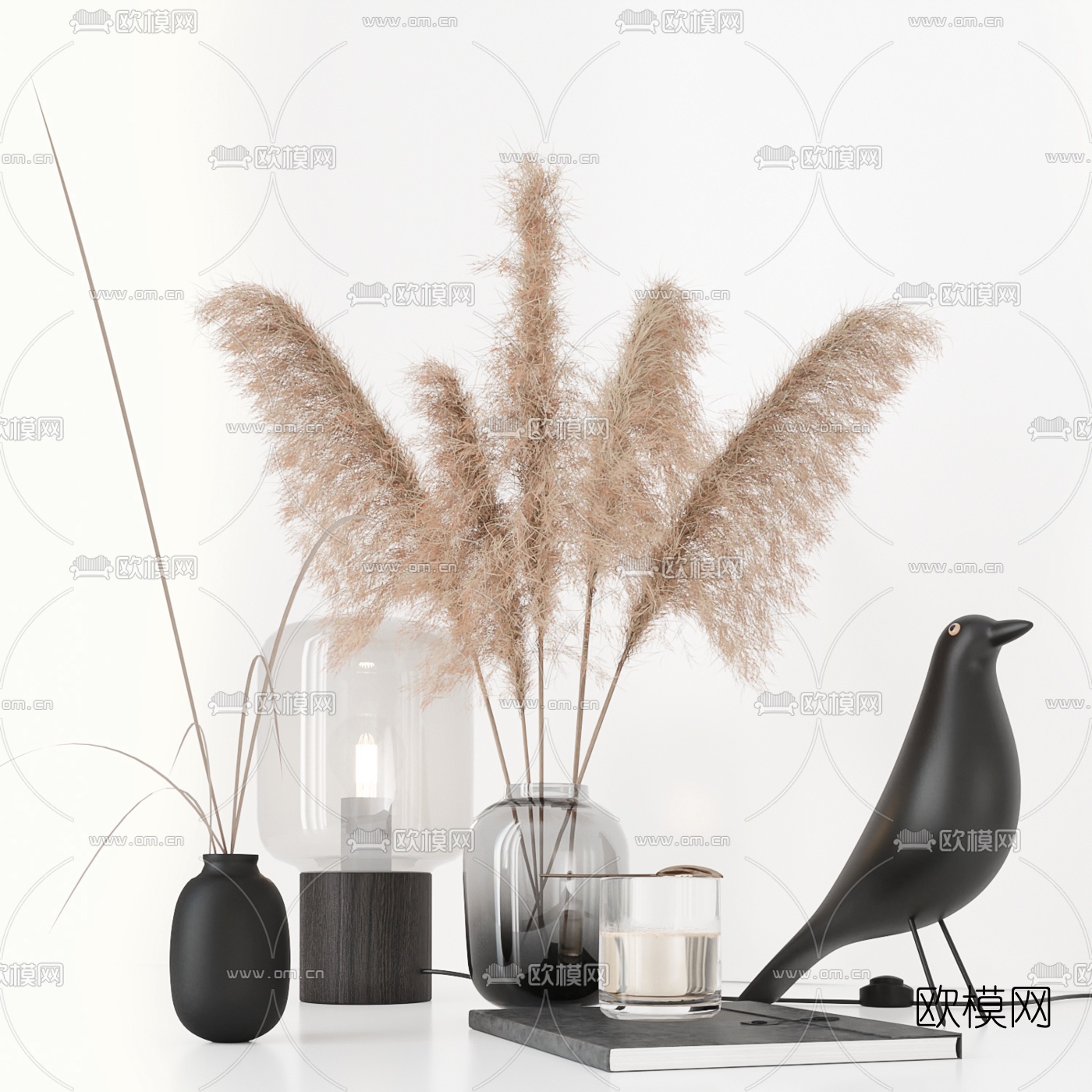 北欧芦苇花瓶摆件3d模型