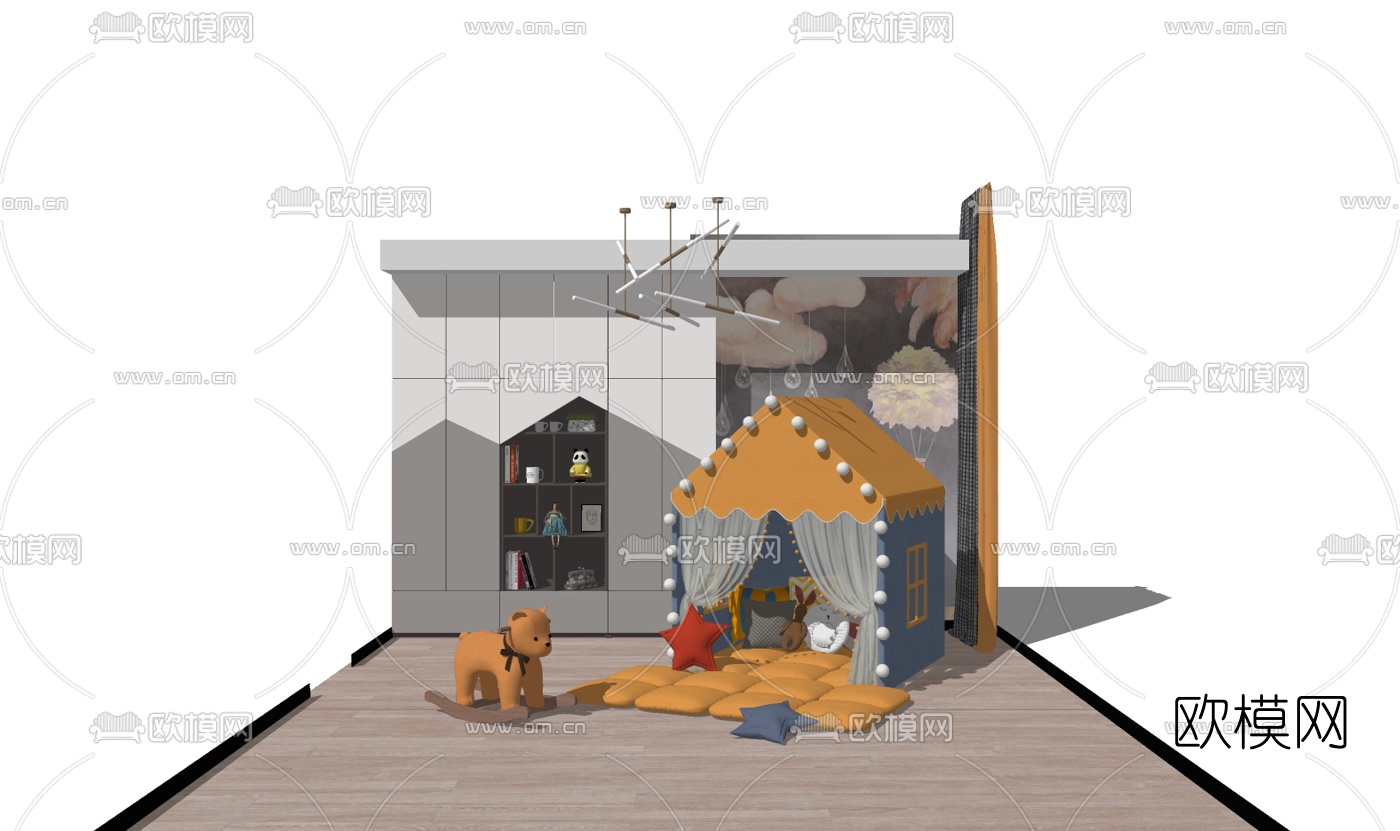 现代儿童游乐小屋su模型下载