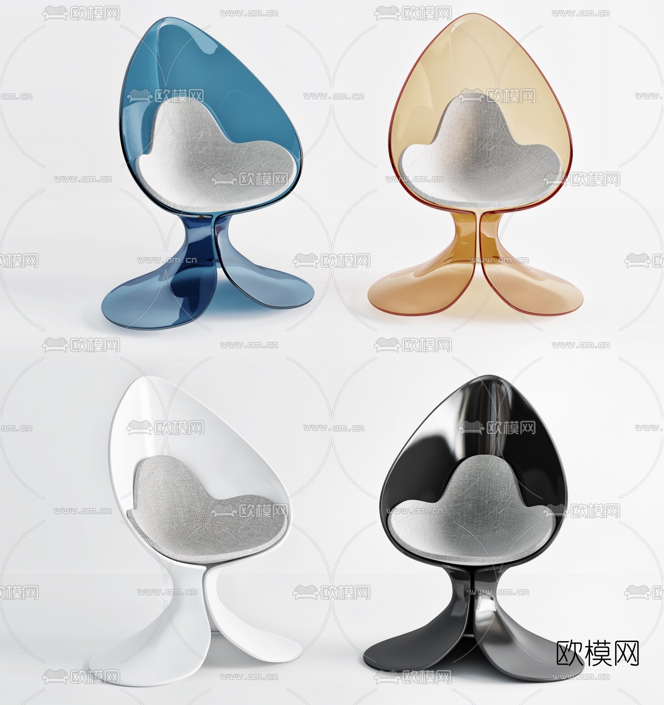 后现代亚克力时尚休闲椅3d模型