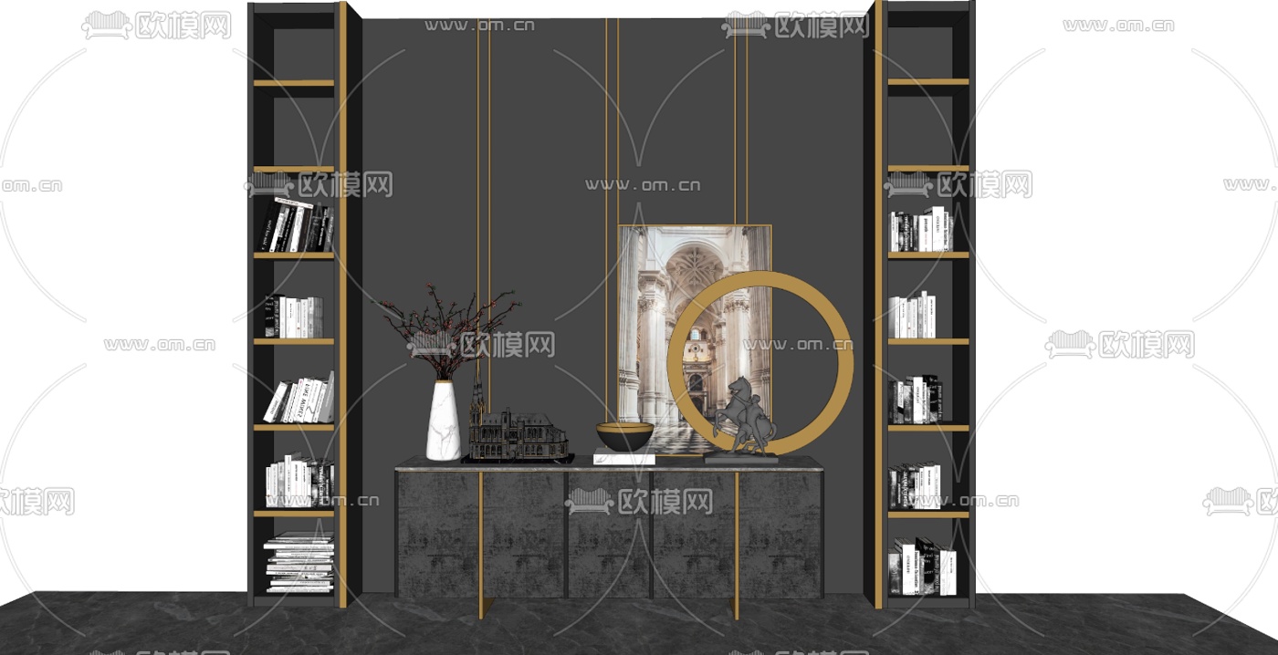 现代轻奢电视柜su模型下载