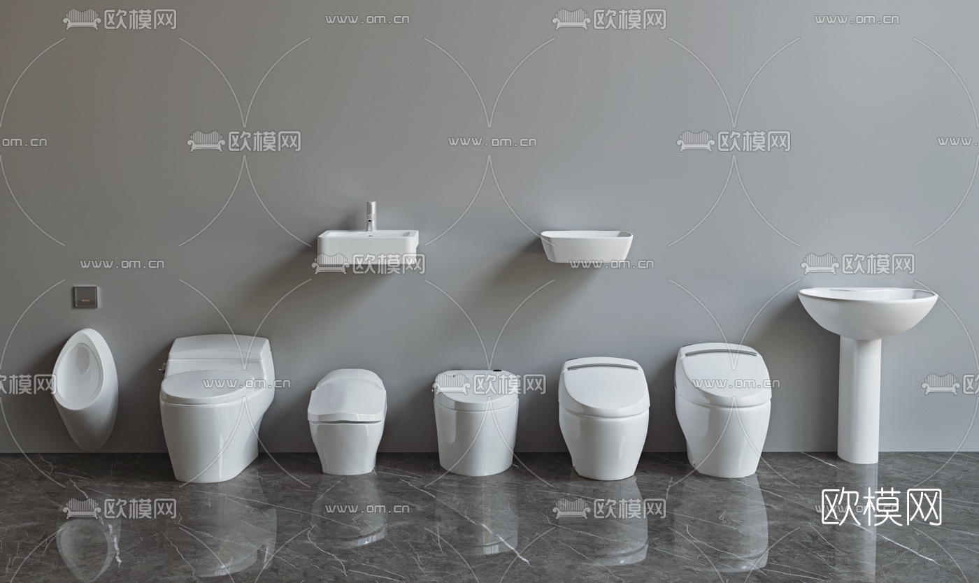 现代马桶洗手台3d模型下载