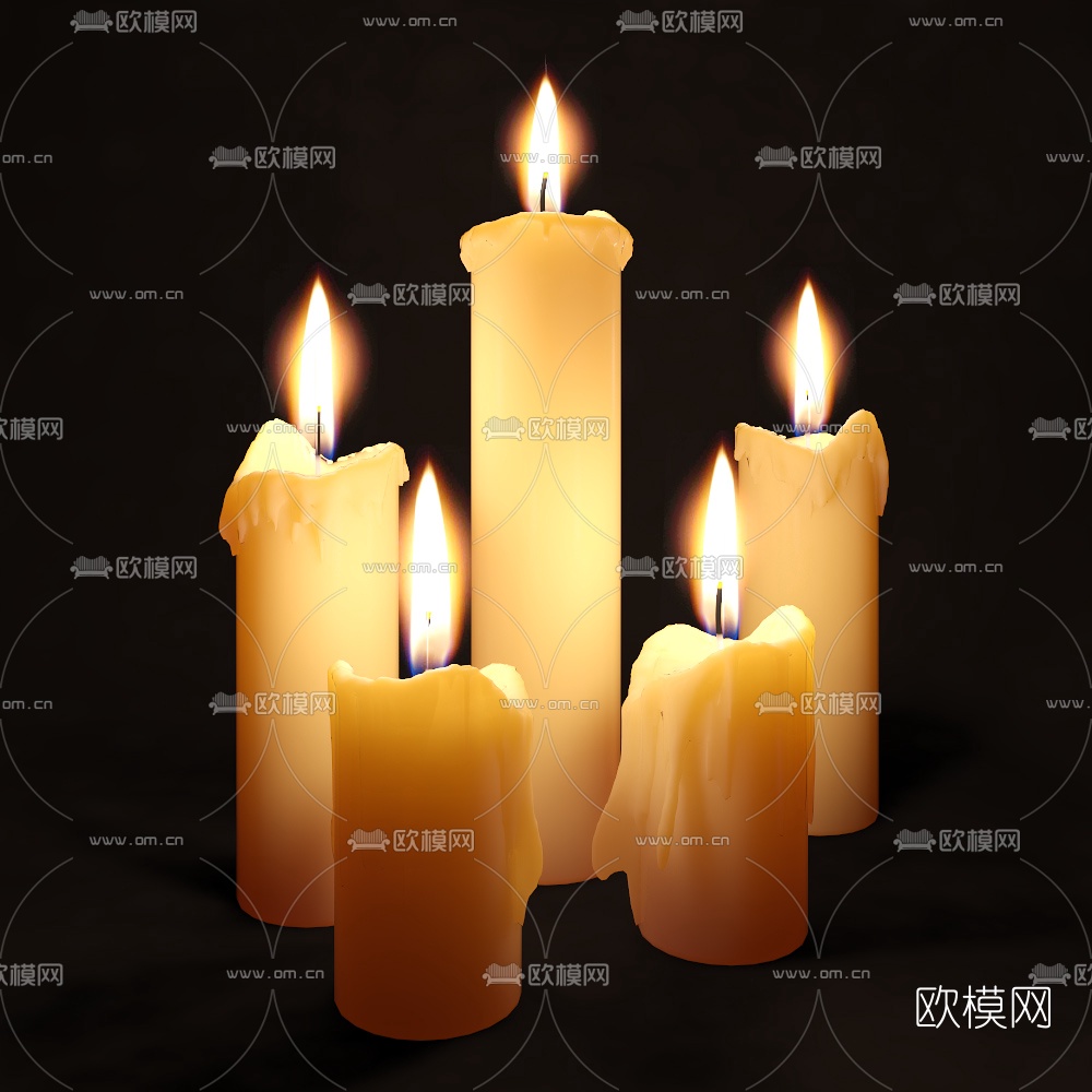 现代蜡烛烛台灯3d模型下载（渲染图1）