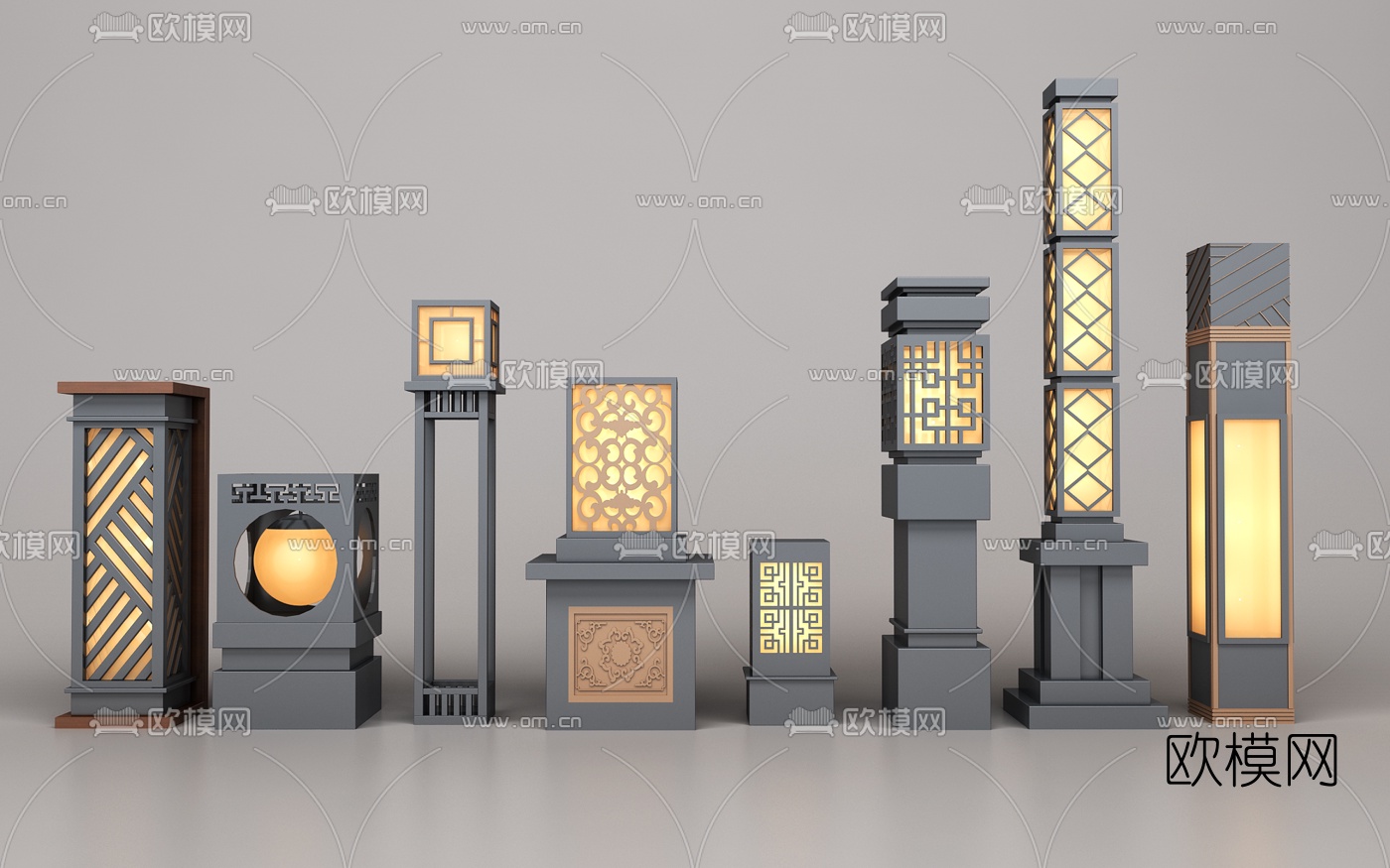 中式户外景观灯草坪灯3d模型下载