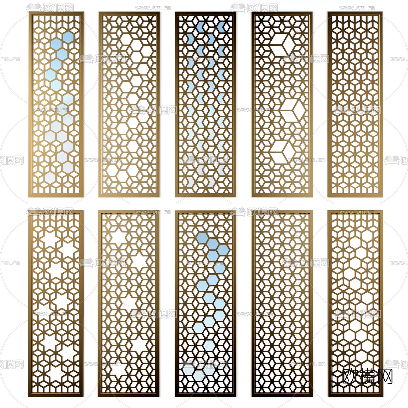 现代金属屏风3d模型下载（渲染图2）