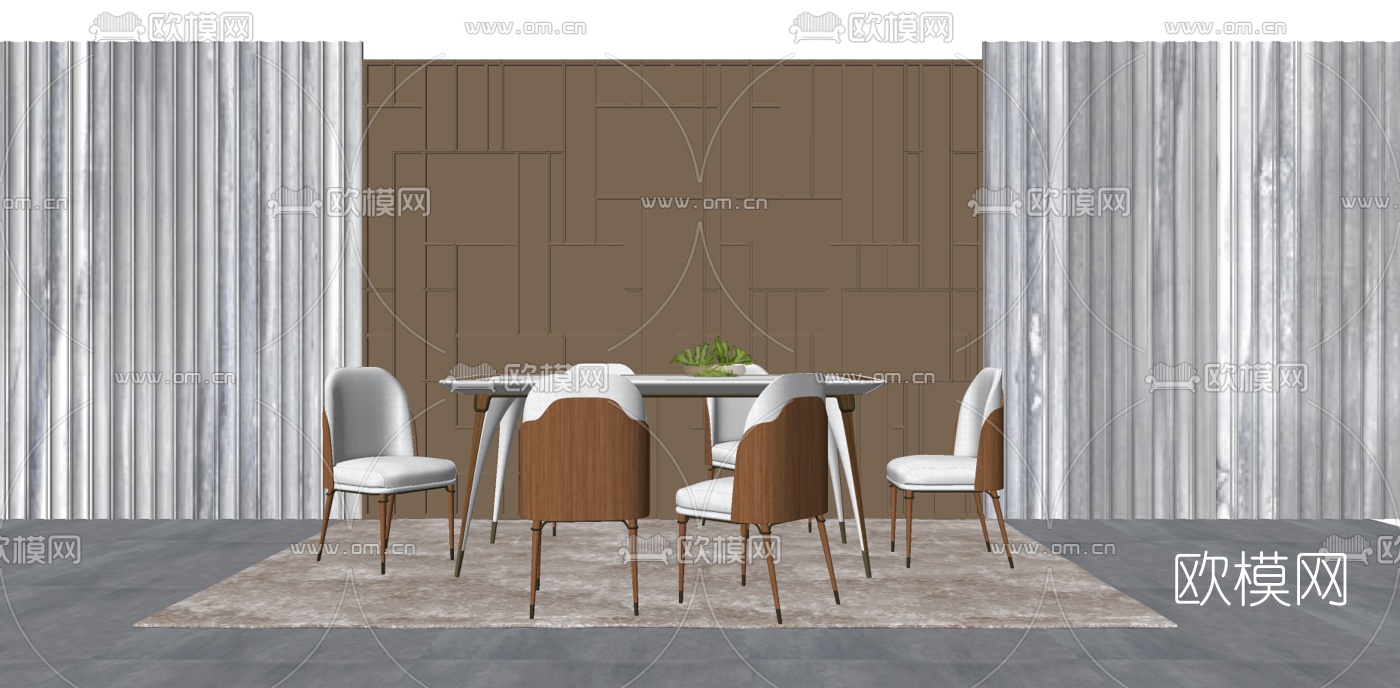现代餐桌椅su模型下载