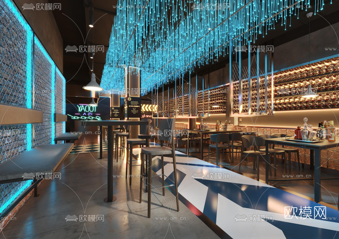 工业风酒吧3d模型
