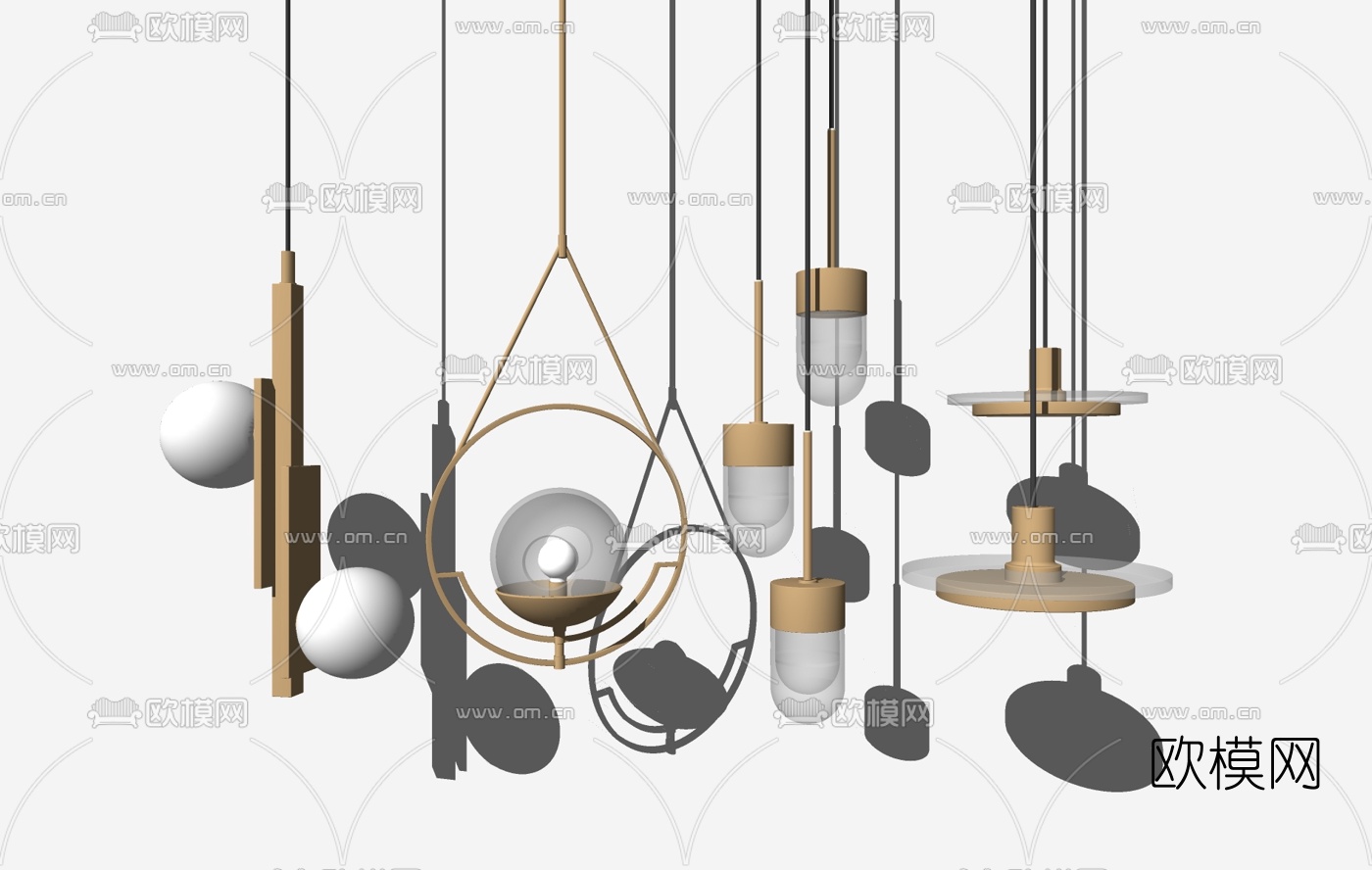 现代轻奢金属吊灯su模型下载