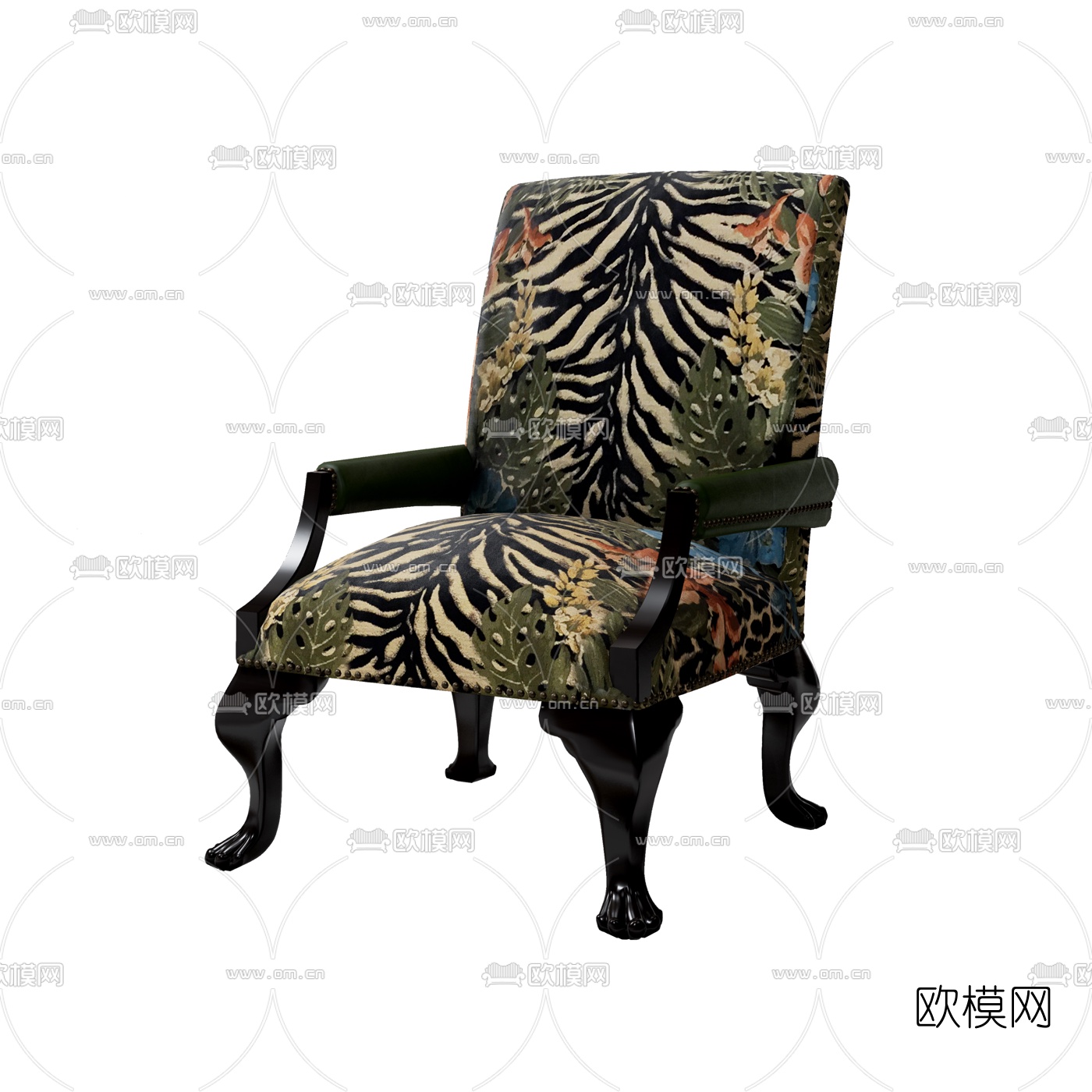 美式扶手休闲椅3d模型