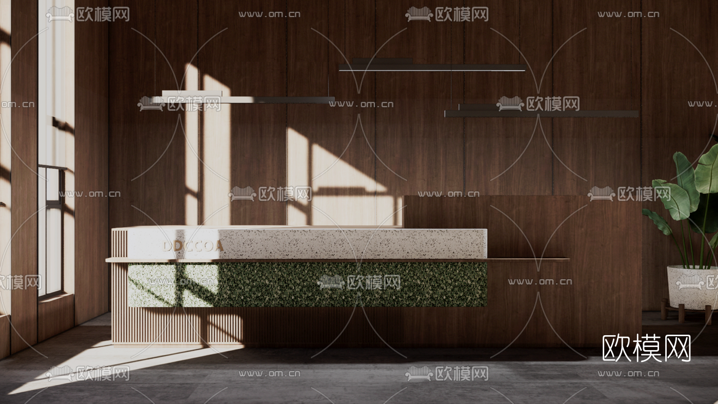 现代接待前台su模型下载（渲染图1）