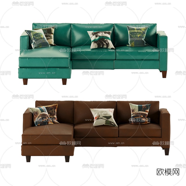 现代布艺多人沙发免费3d模型下载