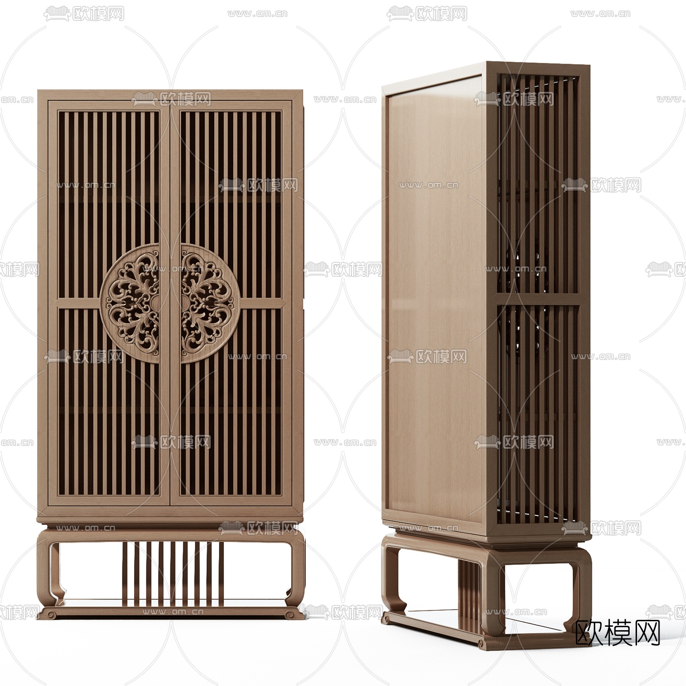 新中式实木储物柜高柜3d模型