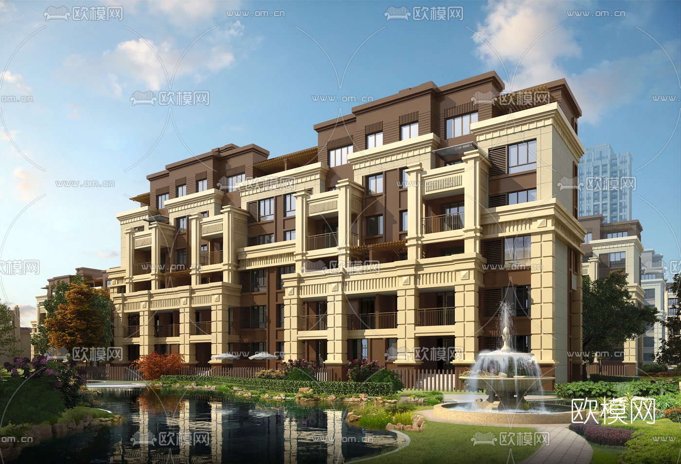 简欧住宅小区外观3d模型