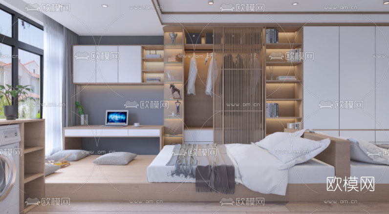 日式榻榻米卧室免费3d模型