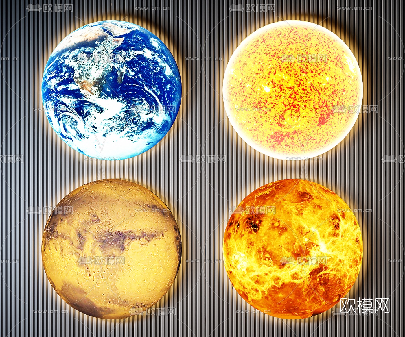 现代星球壁灯3d模型