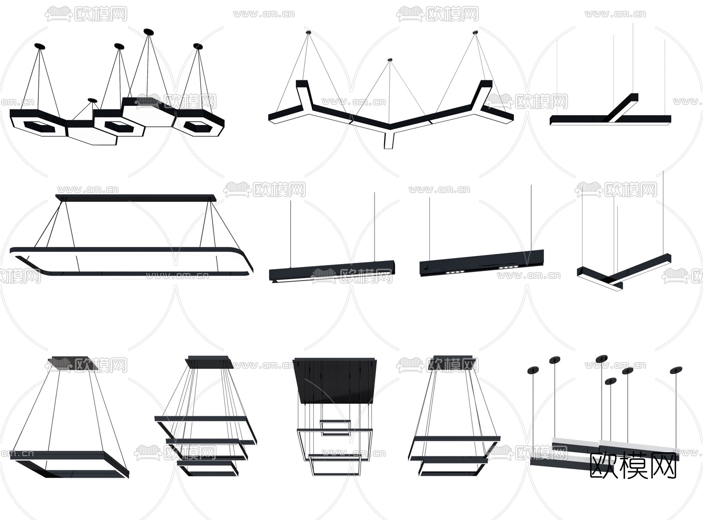现代创意办公吊灯3d模型下载