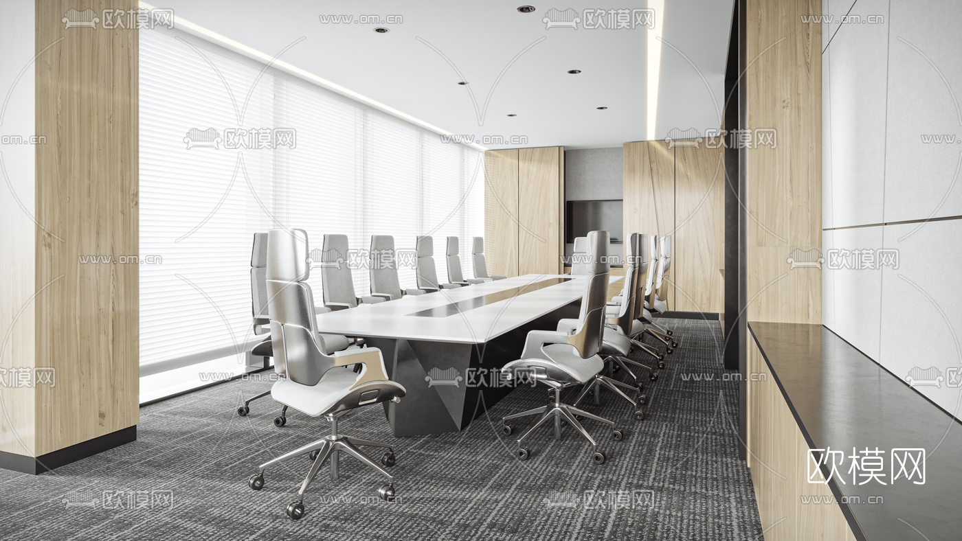 现代会议室3d模型下载