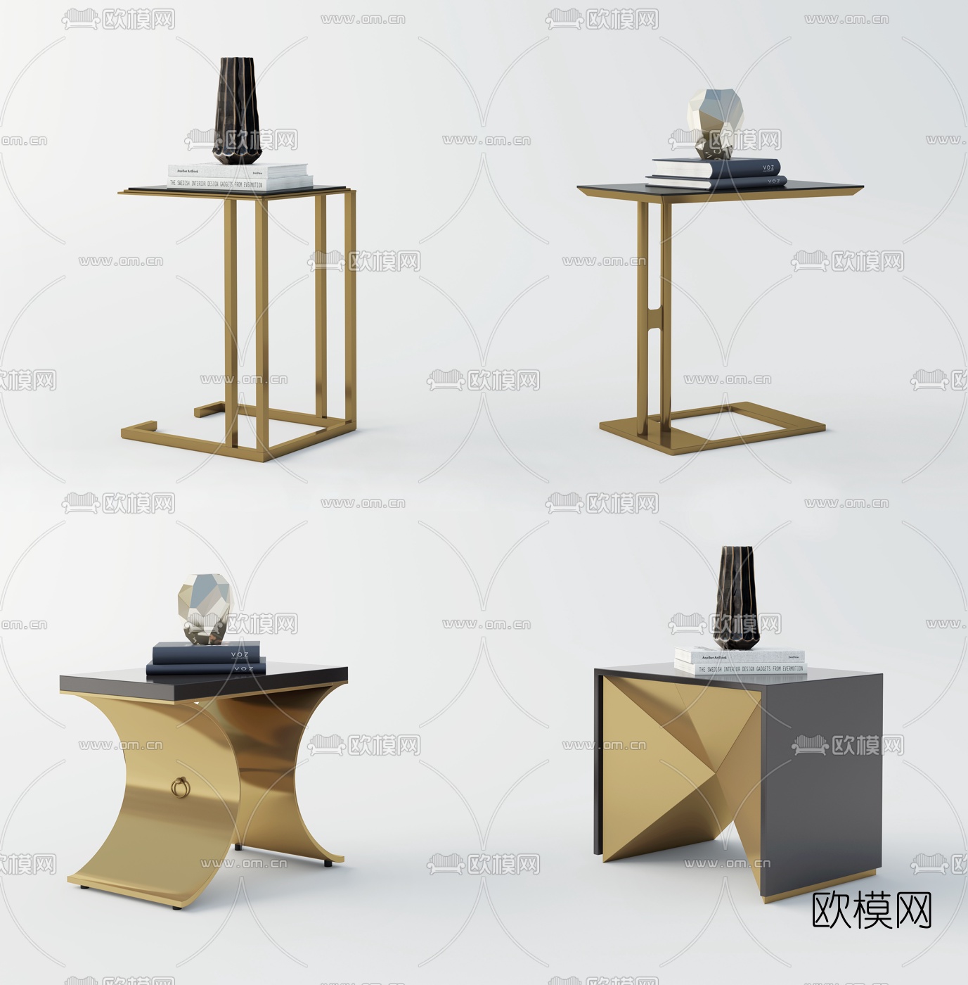 现代轻奢金属边几角几3d模型